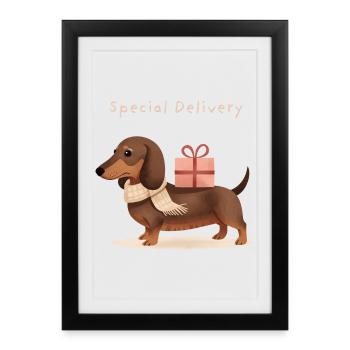 Special Delivery Dachshund Gift Christmas - Framed poster (27 × 37 cm) - black - Front