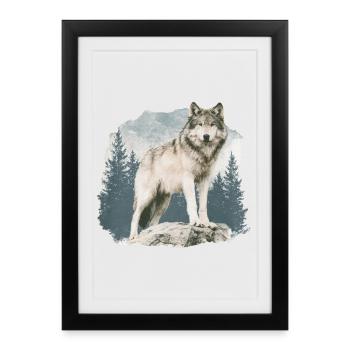 Wolf Vintage - Affiche encadrée (27 × 37 cm) - noir - Devant