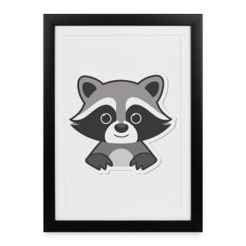 Silhouette de raton laveur câlin - Affiche encadrée (27 × 37 cm) - noir - Devant