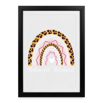 Behavioral Therapist Boho Rainbow Behavior Tech - Framed poster (27 × 37 cm) - black - Front