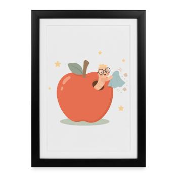 Funny bookworm cleaning the house - Framed poster (27 × 37 cm) - black - Front