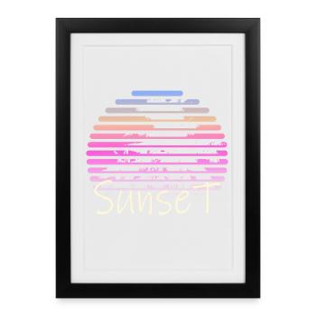  Sunset Palm Trees - Affiche encadrée (27 × 37 cm) - noir - Devant