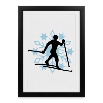 Cross-country snow flake - Framed poster (27 × 37 cm) - black - Front