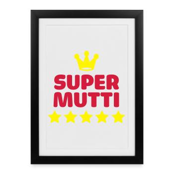 Super super maman maman mère - Affiche encadrée (27 × 37 cm) - noir - Devant