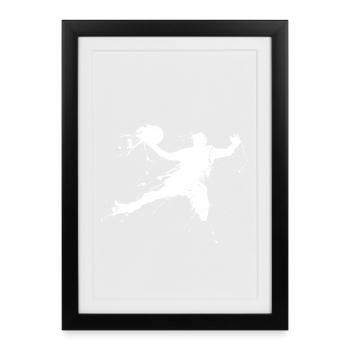 Slam dunking basketball player - Framed poster (27 × 37 cm) - black - Front