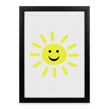 Smiley Summer Sun - Affiche encadrée (27 × 37 cm) - noir - Devant