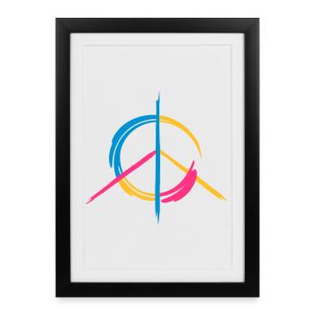 A colorful peace symbol as a graffito - Framed poster (27 × 37 cm) - black - Front
