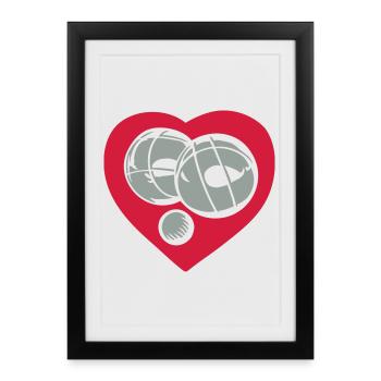 J'aime la pétanque flex - Affiche encadrée (27 × 37 cm) - noir - Devant