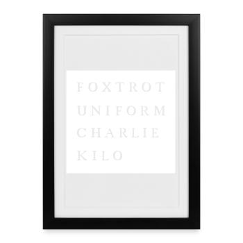 Typo Foxtrot Uniform Charlie Kilo funny fun funny - Framed poster (27 × 37 cm) - black - Front