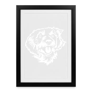Tête de teckel "Black Edition" - Affiche encadrée (27 × 37 cm) - noir - Devant