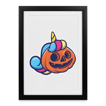 Pumpkin Lantern in Unicorn Halloween Humor - Framed poster (27 × 37 cm) - black - Front