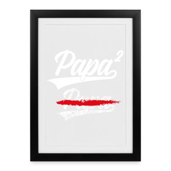 PAPA HIGH 2 ENFANTS FUTUR PAPA DEUXIÈME ENFANT - Affiche encadrée (27 × 37 cm) - noir - Devant