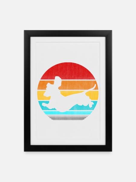 teckel rétro vinatge - Affiche encadrée (27 × 37 cm) - noir