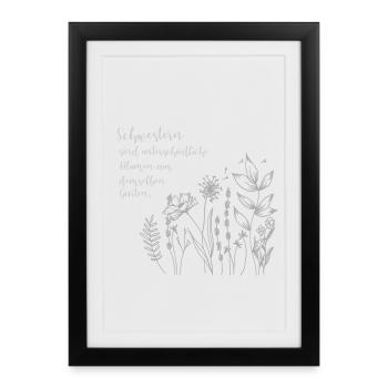 Dicton des sœurs avec des fleurs sauvages - Affiche encadrée (27 × 37 cm) - noir - Devant
