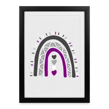 Boho Rainbow Ace Pride asexué - Affiche encadrée (27 × 37 cm) - noir - Devant