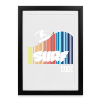 Surf Code (dark) - Framed poster (27 × 37 cm) - black - Front