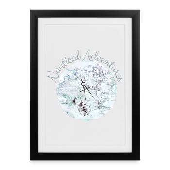 Nautical Adventures - Sailing Cruising Apparel - Gerahmtes Poster (27 × 37 cm) - Schwarz - Vorne