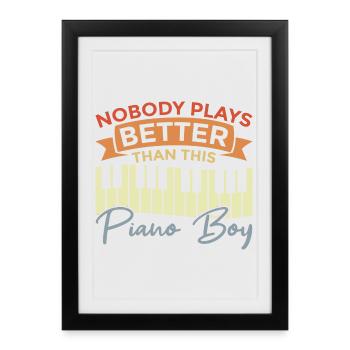 Garçon pianiste - Affiche encadrée (27 × 37 cm) - noir - Devant