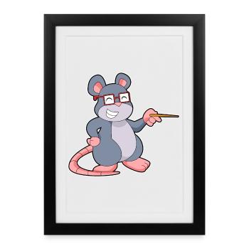 École de pointage des enseignants de souris - Affiche encadrée (27 × 37 cm) - noir - Devant