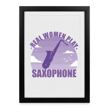 Saxophone Instrument Musician Girl Gift - Framed poster (27 × 37 cm) - black - Front