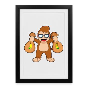 Affe Bandit Geldsack - Gerahmtes Poster (27 × 37 cm) - Schwarz - Vorne