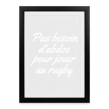 rugby, rugby sport, rugby humour - Affiche encadrée (27 × 37 cm) - noir - Devant