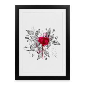 arrangement de Saint-Valentin en argent avec des roses - Affiche encadrée (27 × 37 cm) - noir - Devant