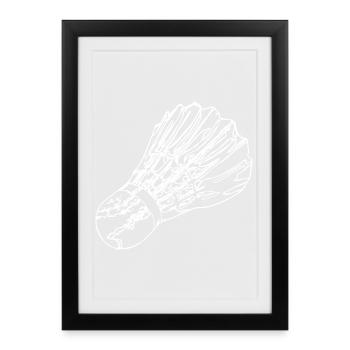 Croquis de badminton - Affiche encadrée (27 × 37 cm) - noir - Devant