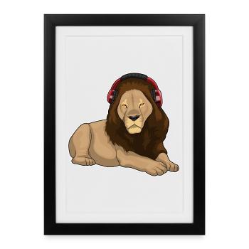 Leo Casque Musique - Affiche encadrée (27 × 37 cm) - noir - Devant