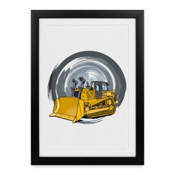 Bulldozers, bulldozers, racleurs de chenilles - Affiche encadrée (27 × 37 cm) - noir - Devant