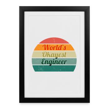 World's Okayest Engineer Retro Design - Framed poster (27 × 37 cm) - black - Front