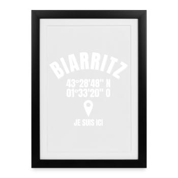 Biarritz, Basque, Pays Basque - Affiche encadrée (27 × 37 cm) - noir - Devant