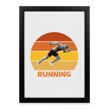 athlétisme, sprint, course à pied - Affiche encadrée (27 × 37 cm) - noir - Devant