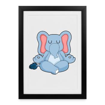 Elephant Yoga Fitness Meditation - Framed poster (27 × 37 cm) - black - Front