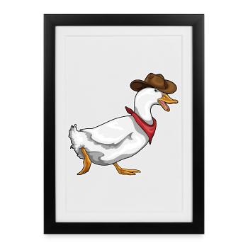 Canard Cowboy Chapeau de cowboy - Affiche encadrée (27 × 37 cm) - noir - Devant