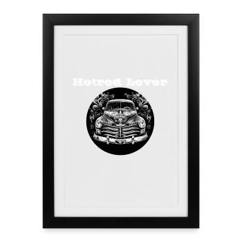Hotrod Lover blanc - Affiche encadrée (27 × 37 cm) - noir - Devant