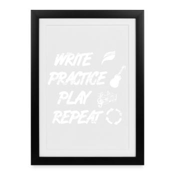 Write Practice Play Repeat - Framed poster (27 × 37 cm) - black - Front
