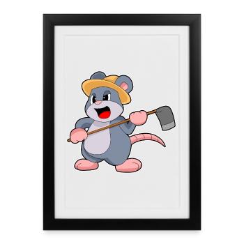 Maus Landwirt Hacke Bauernhof - Framed poster (27 × 37 cm) - black - Front