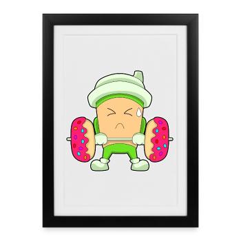 Bodybuilder Café Bodybuilder Barbell Bodybuilding - Affiche encadrée (27 × 37 cm) - noir - Devant
