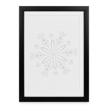 Fleur de cristal de neige en filigrane en hiver - Affiche encadrée (27 × 37 cm) - noir - Devant