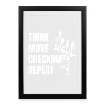 Pensez à jouer à Checkmate ensuite - Affiche encadrée (27 × 37 cm) - noir - Devant