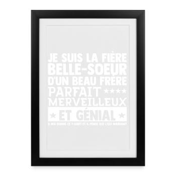 Cadeau Belle Soeur Beau Frère Humour Drôle Noël - Affiche encadrée (27 × 37 cm) - noir - Devant