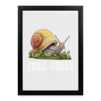Escargot Squad – Amour d’escargot et humour de jardin - Affiche encadrée (27 × 37 cm) - noir - Devant