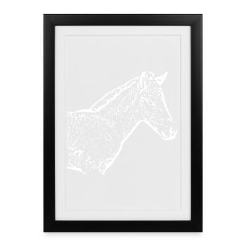 cheval blanc cheval blanc t-shirt cadeau cavalier - Affiche encadrée (27 × 37 cm) - noir - Devant