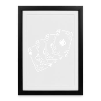 Cards Symbol Illustration Playing Cards Poker Skat - Framed poster (27 × 37 cm) - black - Front