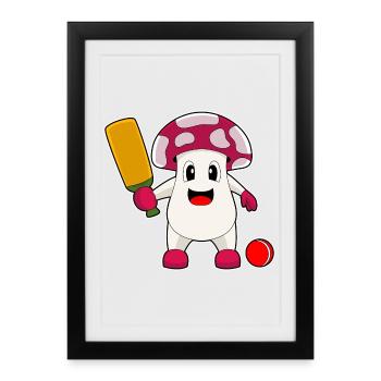 Mushroom Cricket Cricket Bat - Framed poster (27 × 37 cm) - black - Front