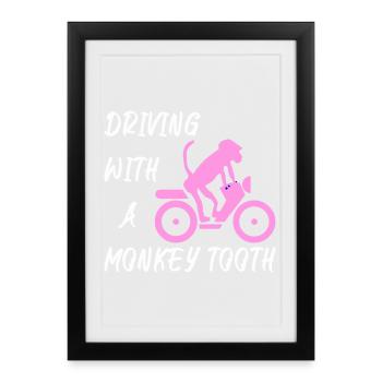 Driving with a monkey tooth - Affenzahn - Framed poster (27 × 37 cm) - black - Front