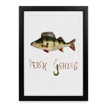 Pêcheur à la perche - Affiche encadrée (27 × 37 cm) - noir - Devant