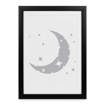 Moon and stars - Framed poster (27 × 37 cm) - black - Front