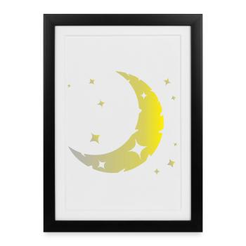 Moon and stars - Framed poster (27 × 37 cm) - black - Front
